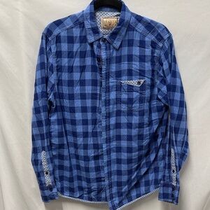 Vintage Italia Navy Plaid Button Down Shirt